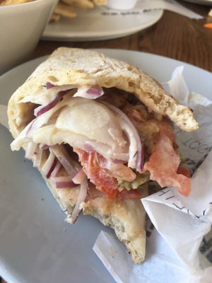 Falafel wrap although think I ate all the falafel before I remembered a photo! at The Real Greek in Windsor