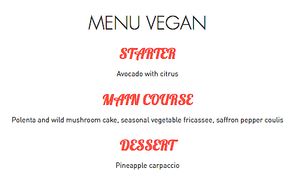 Menu at Paris en Scene in Paris