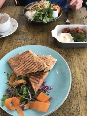 Rainbow wrap, Asian Bowl, cauliflower wings  at Seeds for the Soul in Edinburgh