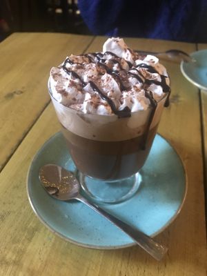 Lovely hot chocolate - the orange one was a bit spicy and I really enjoyed it 😊 at Seeds for the Soul in Edinburgh