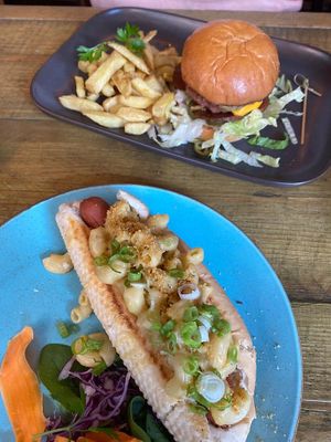 Beyond barbecue burger and Mac doggy dog at Seeds for the Soul in Edinburgh