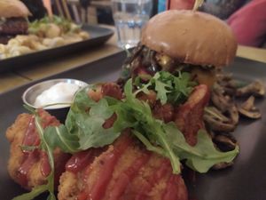 Seeds burger and roasted cauliflower at Seeds for the Soul in Edinburgh