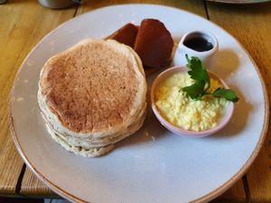 Breakfast pancakes at Seeds for the Soul in Edinburgh
