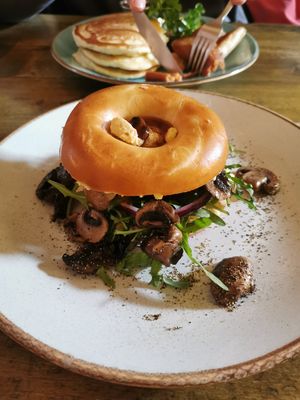 Mushroom bagel 😍 at Seeds for the Soul in Edinburgh