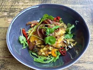 Loaded smashed potatoes at Seeds for the Soul in Edinburgh