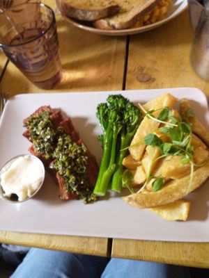 Steak and chips (Juicy Marbles) at Seeds for the Soul in Edinburgh