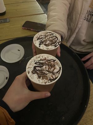 Soy hot choc with vegan whipped cream   at Seeds for the Soul in Edinburgh