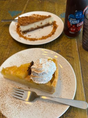On this visit (04.05.2024) we only had time for dessert. Cheesecake at the top and apple pie up front. Both delicious. at Seeds for the Soul in Edinburgh
