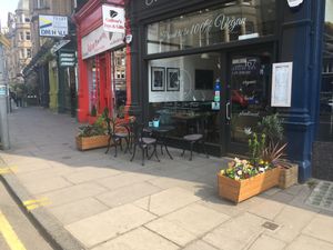 Our new outside seating area  at Seeds for the Soul in Edinburgh