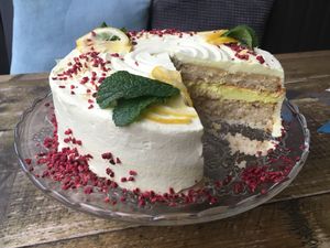 Lemon and coconut sponge  at Seeds for the Soul in Edinburgh