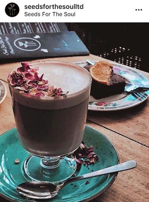 Rose latte  at Seeds for the Soul in Edinburgh
