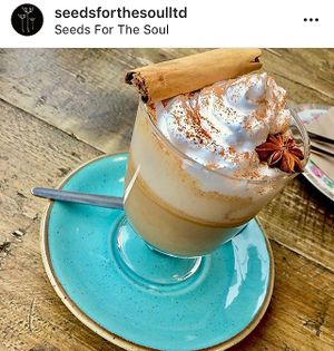 Pumpkin spiced latte  at Seeds for the Soul in Edinburgh