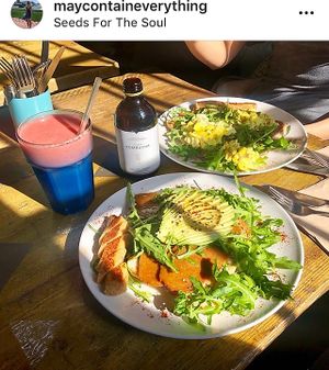 Bacon and avocado toast  at Seeds for the Soul in Edinburgh