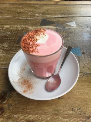 Beetroot latte at Seeds for the Soul in Edinburgh