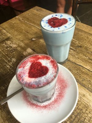 Blue Majik super latte  at Seeds for the Soul in Edinburgh