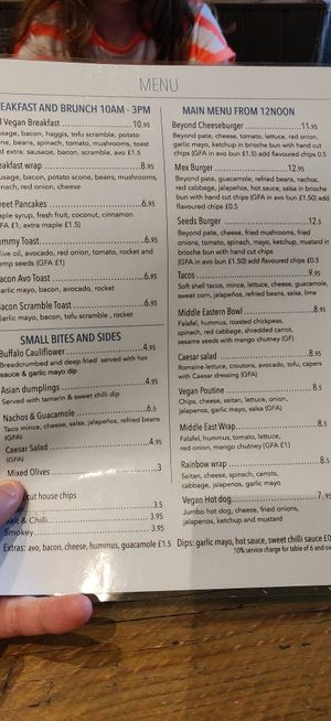 New menu at Seeds for the Soul in Edinburgh