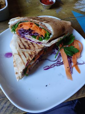 Rainbow wrap at Seeds for the Soul in Edinburgh