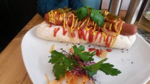 Hot dog at Seeds for the Soul in Edinburgh