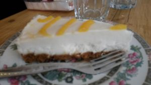 Lemon cheesecake at Seeds for the Soul in Edinburgh