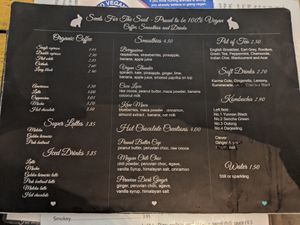 non-alcoholic drinks menu at Seeds for the Soul in Edinburgh