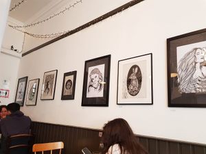 Lovely decor with paintings you can purchase  at Seeds for the Soul in Edinburgh