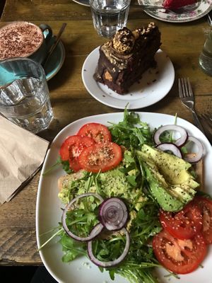 Avocado toast and hot chocolate  at Seeds for the Soul in Edinburgh