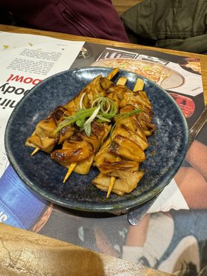 King oyster mushroom skewers  at Wagamama in South Wirral