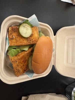 Tofu sandwich with pickles   at DIG in Boston
