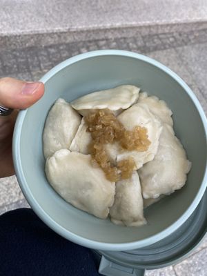 Lentil pierogis for take away (29 zl)  at Przystanek Pierogarnia - Bonerowska in Krakow