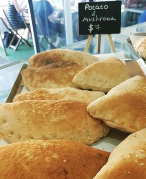vegan potato and mushroom sambusak at Medani Bakery in Bondi Junction