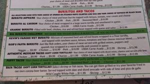 Menu - veggie  fajita burrito no cheese, no dairy at Riviera Mexican Restaurant in Crystal River