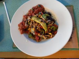 Rice bowl vegano at Riviera Mexican Restaurant in Crystal River