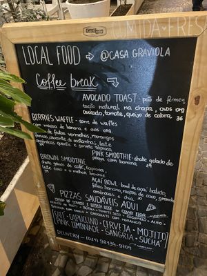 Partial menu at Casa Graviola - Leblon in Rio De Janeiro