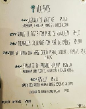 vegan menu at Casa Graviola - Leblon in Rio De Janeiro