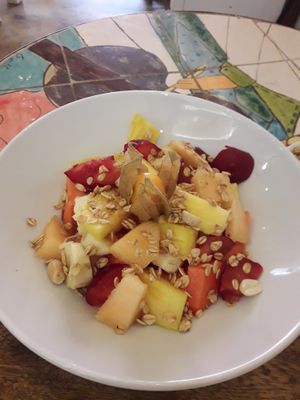 Fruit bowl (part of breakfast plate option, ask for no yogurt) at Beiyu in Cartagena
