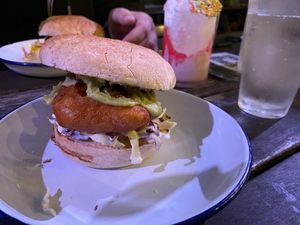 Tofu burger. The bun was also gluten free and completely inedible   at Culture Burger Joint in Nelson
