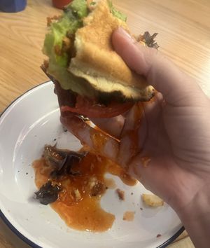 Burger too saucy!  at Culture Burger Joint in Nelson