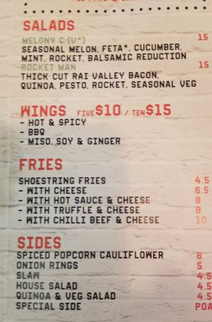 Some sides are / can be plant-based ~ Nov '18 at Culture Burger Joint in Nelson