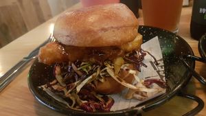 Tofoo Fighter with tofu, slaw and soy sauce at Culture Burger Joint in Nelson