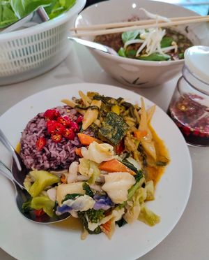 Red Rice with Pumpkin & Bamboo Curry at T&I Tien Sin in Pattaya