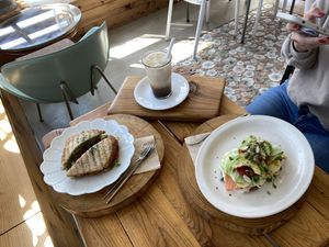 Basil Pesto Panini (adjusted to make vegan) and Salmon Open Sandwich at Plante in Jeju