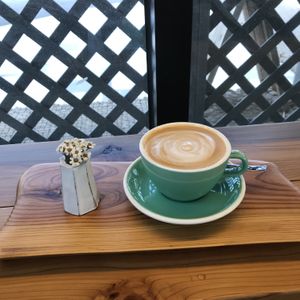 Vanilla Latte with Almond milk at Plante in Jeju