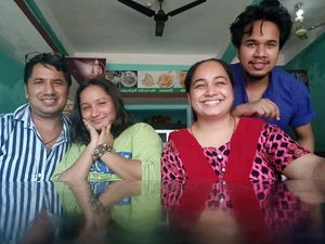 Family pic  at Lumbini Sat Saheb Pure Vegetarian Food in Lumbini