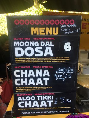 Options at Gujarati Rasoi - Borough Market Food Stall in South East London