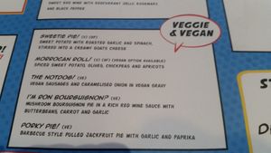 Vegan & veggie options (as of March 2025) at Piecaramba in Southampton