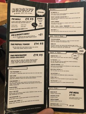 Menu at Piecaramba in Southampton