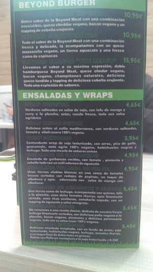 Menu  at Veggie Burger in Vigo