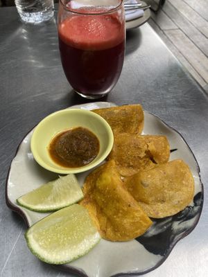 Empanadas   at Justo Restaurant in Medellin