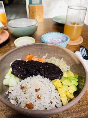 Rice bowl  at Justo Restaurant in Medellin