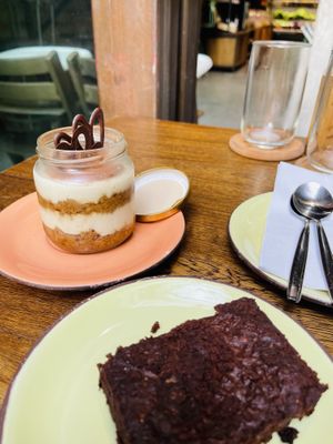 Tiramisu and brownie  at Justo Restaurant in Medellin